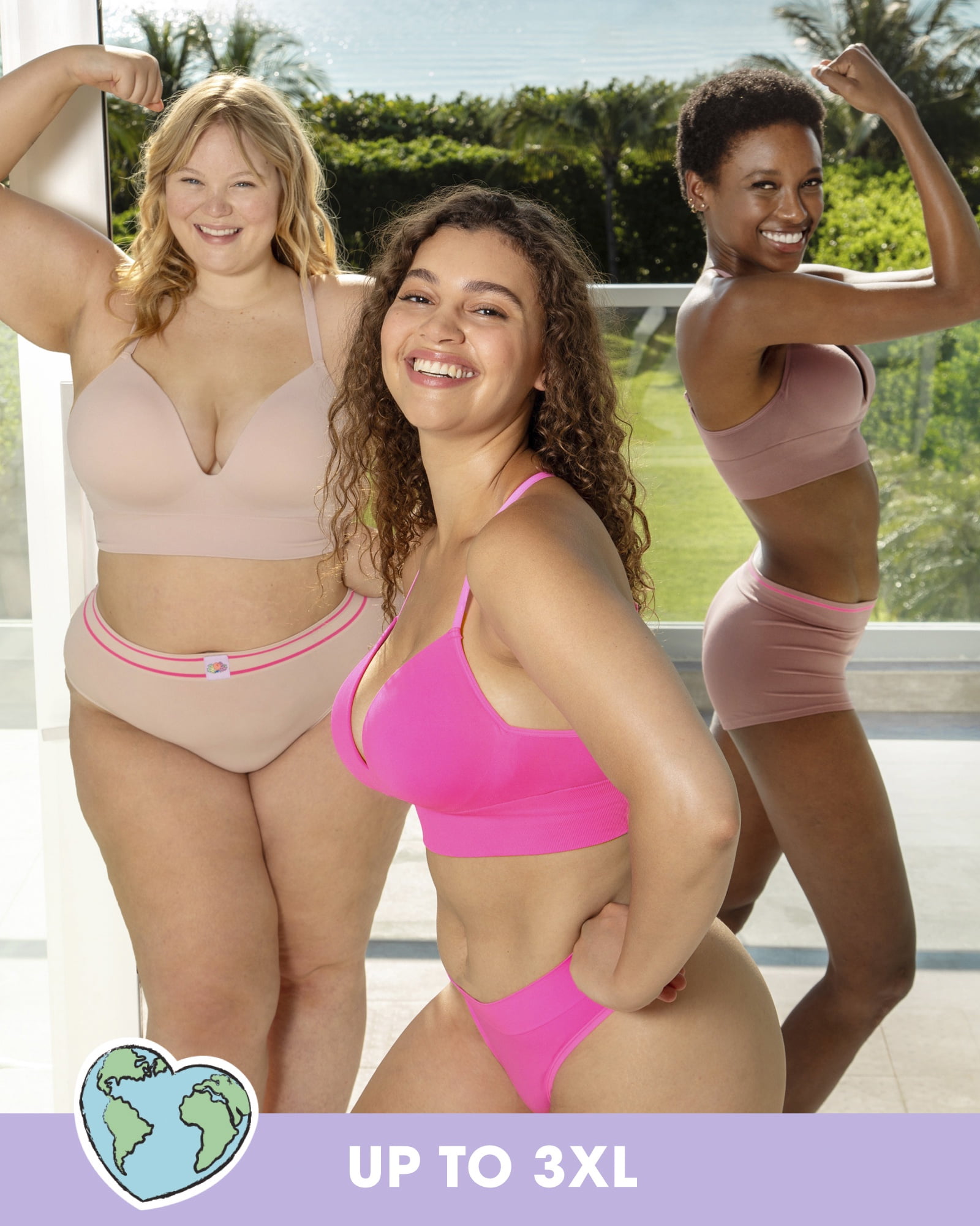 Fruit of the Loom: A Fresh Collection Confidence Booster 2 Pack Women's Seamless Push Up Bras for Lifted Comfort