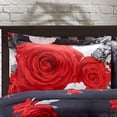 thumbnail image 3 of HIG 3D 3 Piece Red And White Rose Reactive Printed Comforter Set, Queen, 3 of 7