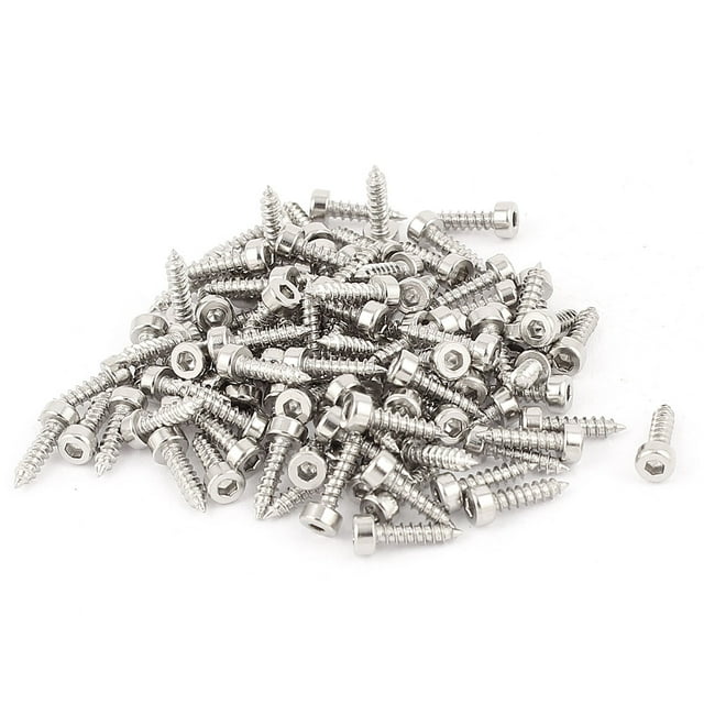 Unique Bargains 2mm x 8mm Threaded Nickel Plated Hex Head Self Tapping Screws 100 Pcs