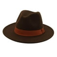 thumbnail image 4 of Unisex Elegant Church Fedora Hat Ribbon Band Belt Winter Outdoor Coffee, 4 of 7