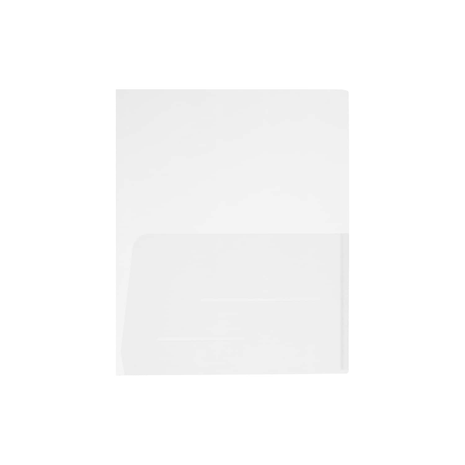JAM Paper Plastic Regular Weight Folders, Clear, 12 per Pack, Two Pocket