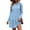 Blue #22, variant on Women Hooded Drawstring Ruffle Hem Sweatshirt Mini Dress, Long Sleeve Loose A-Line Pullover Casual Dress For Summer Fall 2XL