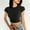 Black, variant on Ribbed Slim Fit Crop Tops, Women Crew Neck Short Sleeve Ribbed Slim Stretchy Casual Cropped Exposed Navel Everyday Daily Summer Casual Tees, Beige M