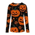 thumbnail image 4 of Bzhegqhd Women's Halloween Printed T-Shirts Long Sleeve Round Neck Loose Fit Casual Fall Graphic Tee Cotton Comfort Top, 4 of 5