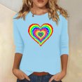 thumbnail image 1 of Qertyioot Cadeau de la Saint-Valentin! Mode Féminine Manches Trois-Quarts Col Rond Rétro Imprimé de Noël Haut Ample Blouse Manches Trois-Quarts, 1 of 4