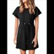 thumbnail image 1 of Vestidos de Mujer Verano 2025, Informales, Cuello Redondo, Volantes, Corta, Fluidos, Corte A, Minivestido con Bolsillos, Negro, Talla L, 1 of 8