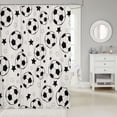 thumbnail image 2 of Manfei Football Sports Shower Curtain 72Wx78L, Cartoon Stars Bath Curtain, Cream Black, 2 of 5