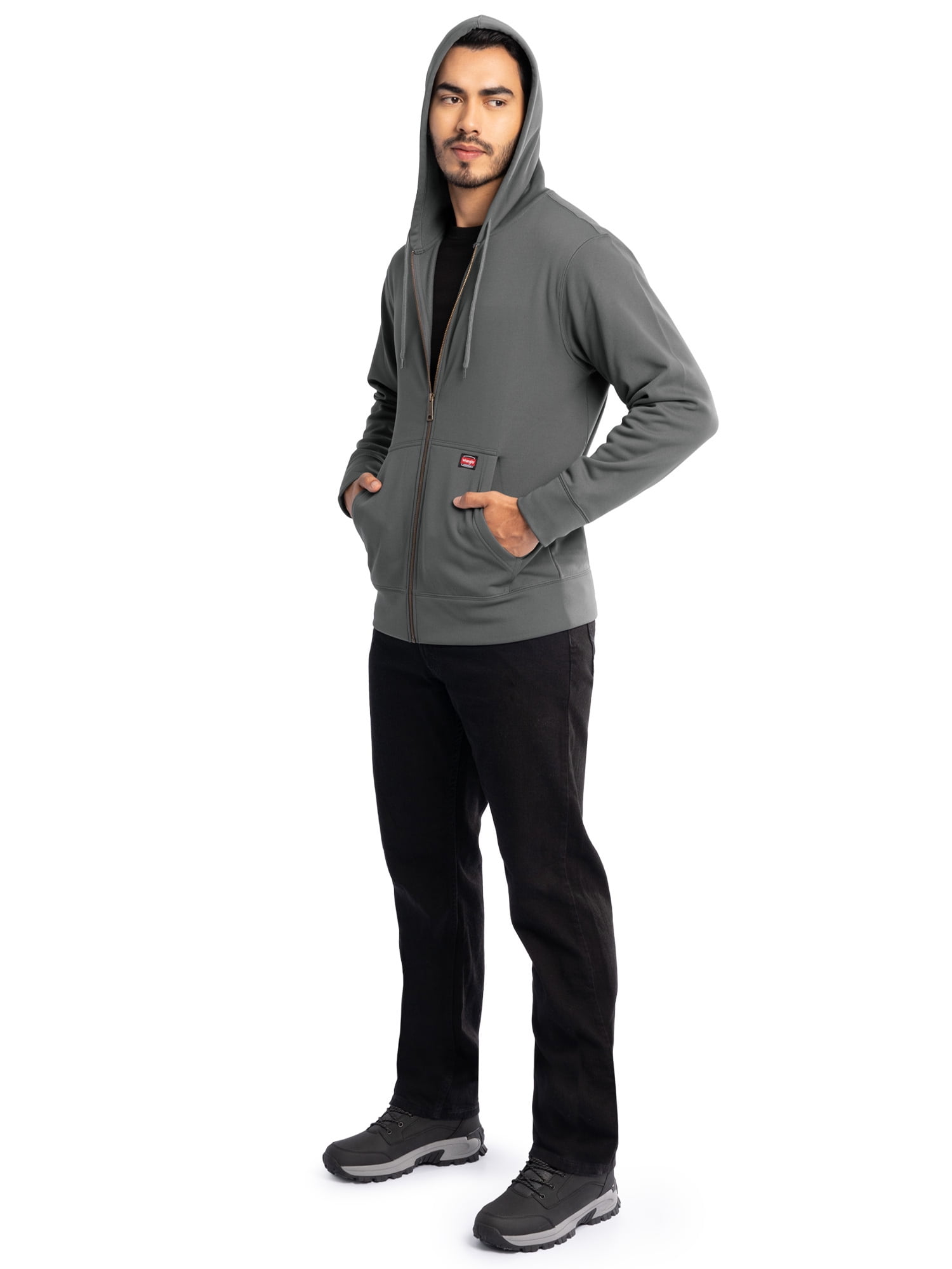 Wrangler Workwear Men's Full Zip Performance Fleece Hooded Work Jacket, Size S-5XL