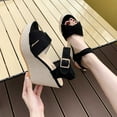 thumbnail image 6 of Lovskoo 2024 Women's Boho Wedge Sandals Open Toe Ankle Strap Summer Platform Sandals Black, 6 of 9