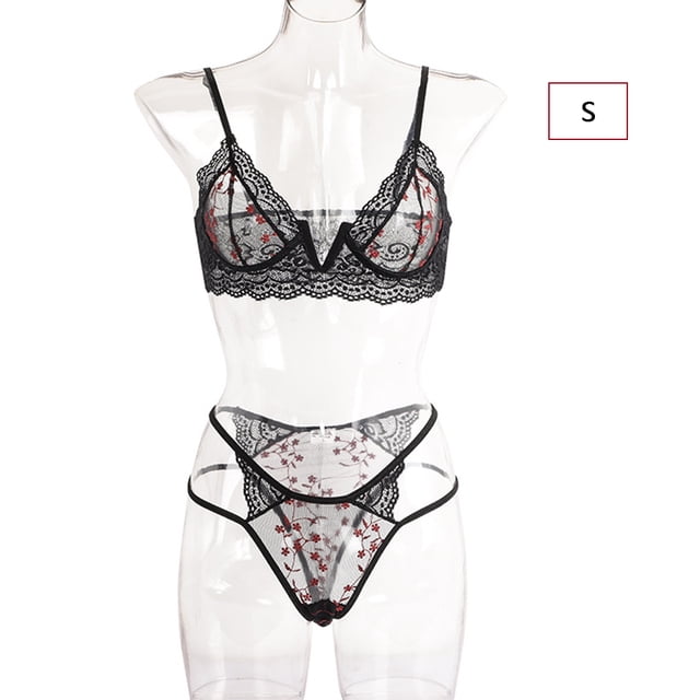 Mujer Traje sexy Encaje Suave Escote en V Correa encantadora Traje de ropa interior sexy, S Yuarrent XX000119-01