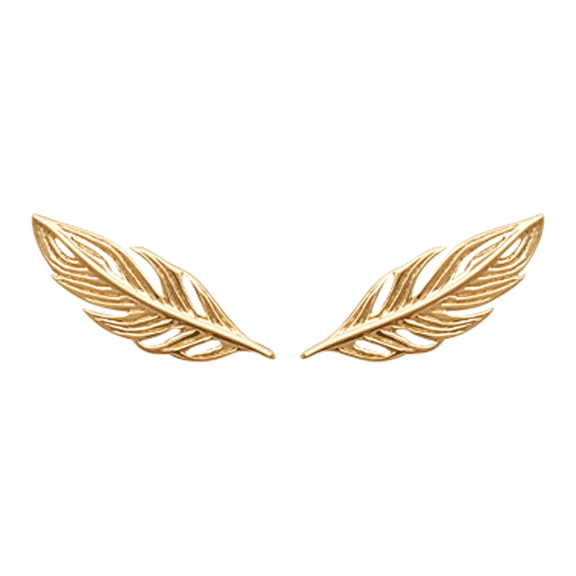 Mystigrey Leslie Feather 18K Gold Plated Climber Earrings for Women