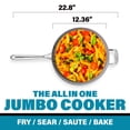thumbnail image 3 of Gotham Steel Jumbo Cooker with Lid, Nonstick Family Sized Open Skillet with Stainless Steel Stay Cool & Helper Handle, Aqua Blue, 3 of 8