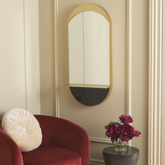 SAFAVIEH Wessley 18.3 in x 36 in. Stadium Mirror, Gold