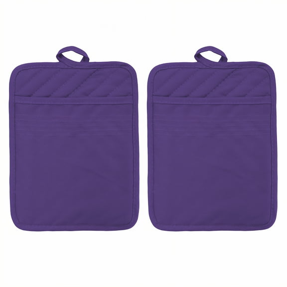ACDANC 2Pcs Pot Holders,Seam Locking Pot Holders for Kitchen,Gripping Base Hot Pads,Purple,9"x7"