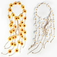 thumbnail image 2 of Diadema Hippie de flores, corona Floral, accesorios para el cabello de girasol de verano para disfraces bohemios de los años 70 (blanco + amarillo), 2 uds., 2 of 5