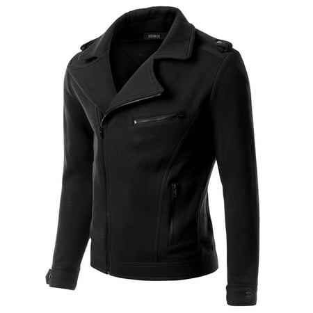 - Doublju Casual Asymmetrical Zip Up Rider Jacket