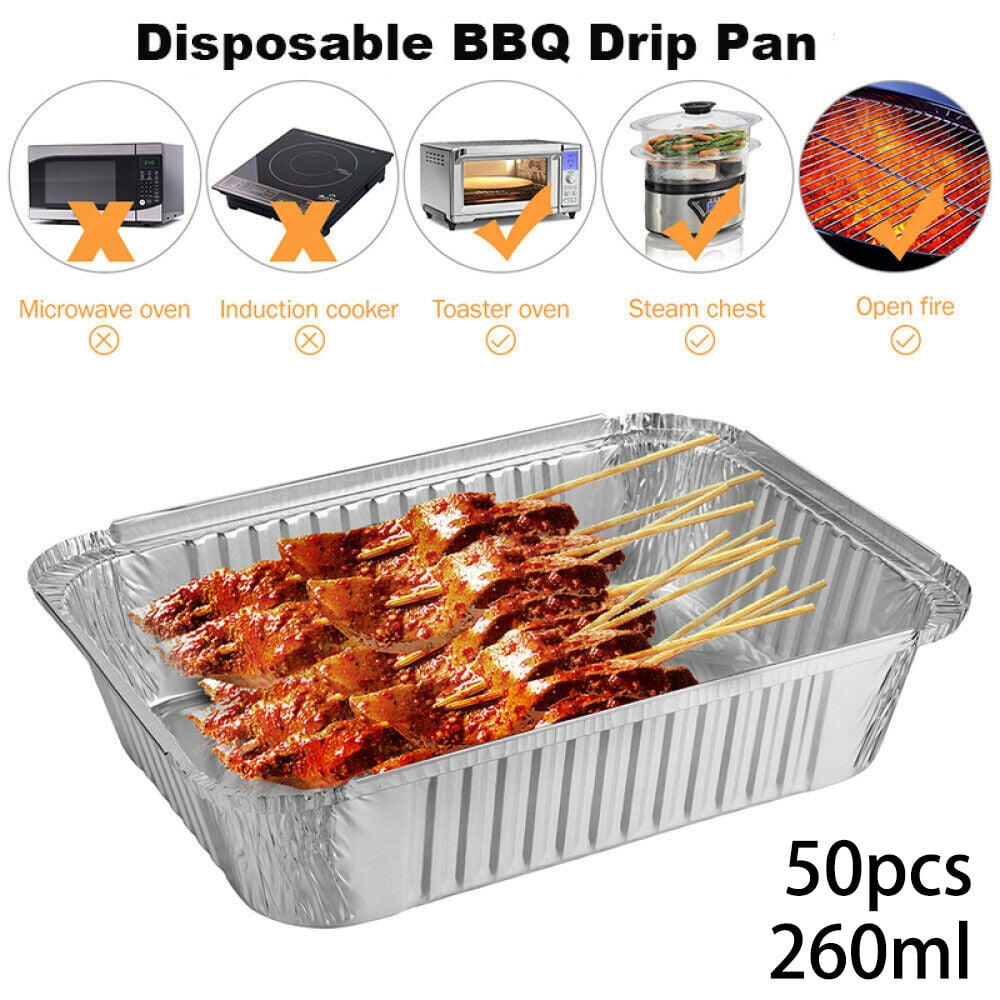 50PCS Aluminum Foil Tin Trays Disposable Roasting Takeaway Oven Baking