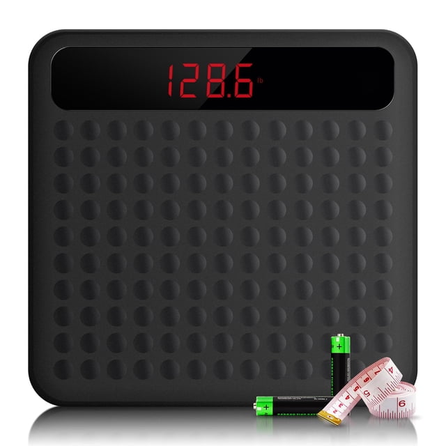 Báscula digital de baño Uten, báscula de alta precisión con tecnología de pedaleo, plataforma grande de silicona antideslizante y pantalla LCD digital, capacidad de 180 kg.