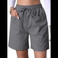 thumbnail image 2 of Pantalones Cortos Casuales Omen con Cordón Ajustable, Cintura Elástica, Cómodos, de Verano, con Bolsillos, Gris, Talla M, 2 of 7