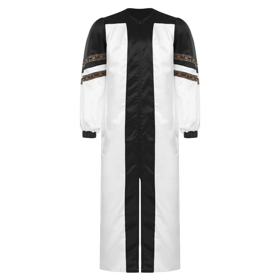Yartina Unisex Classic Choir Robes Adult Clergy Pastor Pulpit Robes Long Sleeve Color Block Judge Robe Black M