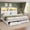 White, variant on Mabor Farmhouse California King Bed Frame with Bookcase Headboard and 6 Drawers, Rustic Wooden Bed Frame Cal King Size with Charging Station and LED Lights, No Box Spring Needed,Black