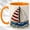Orange, variant on Red Sailboat Coffee Mug, Coastal Boat Mug, Ceramic 11 oz
