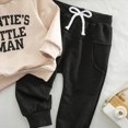 thumbnail image 5 of Xudanell Boy Baby Clothes Boys Winter Suit Boys Casual Letter AUNTIE'S LITTLE MAN Printing Long Sleeve Sweatshirt Solid Color Pants Set 6 12 18 24 Months 2T 3T, 5 of 6