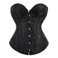thumbnail image 1 of Tops de corsé Prolriy para mujer, conjuntos de top de corsé con bustier para mujer, faja de cintura de satén negro, tops góticos de talla grande, tops de mujer negros L, 1 of 4