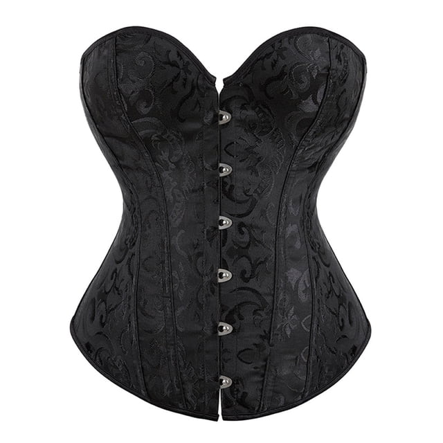 Tops de corsé Prolriy para mujer, conjuntos de top de corsé con bustier para mujer, faja de cintura de satén negro, tops góticos de talla grande, tops de mujer negros L