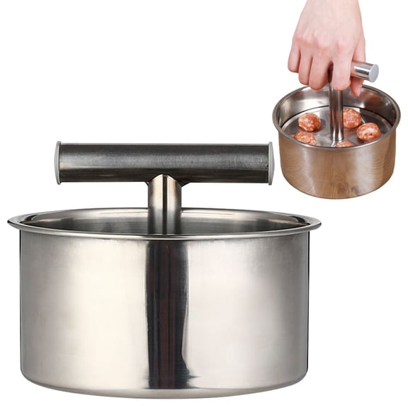 Small 6-Hole Low Profile Stainless Steel Meatball Maker, Hand Press Meatball Maker Tool, Portable Meat Ball Maker Tool, Mini Manual Meatball Mold for Home Kitchen Small Batch Cooking