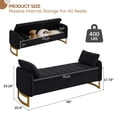 thumbnail image 2 of Aemeios 66"W Teddy Tufted Storage Bench for Bedroom End of Bed with Gold Legs and Two Pillows, Black, 2 of 10