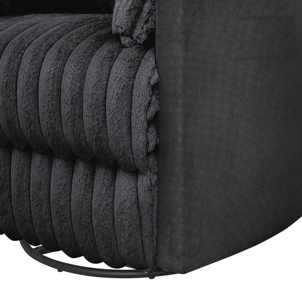 Roundhill Furniture Bocaton Wide Wale Corduroy Upholstery Manual Recliner, Black