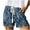 Blue, variant on ICHUANYI Women's New Fashion High Waist Lace Up Loose Digital Print Casual Shorts Hot Pants Flash Deal