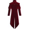 thumbnail image 4 of TFEOQRY Men's Long Trench Coat Jacket Medieval Vintage Gothic Renaissance Frock Coat Red, 4 of 9