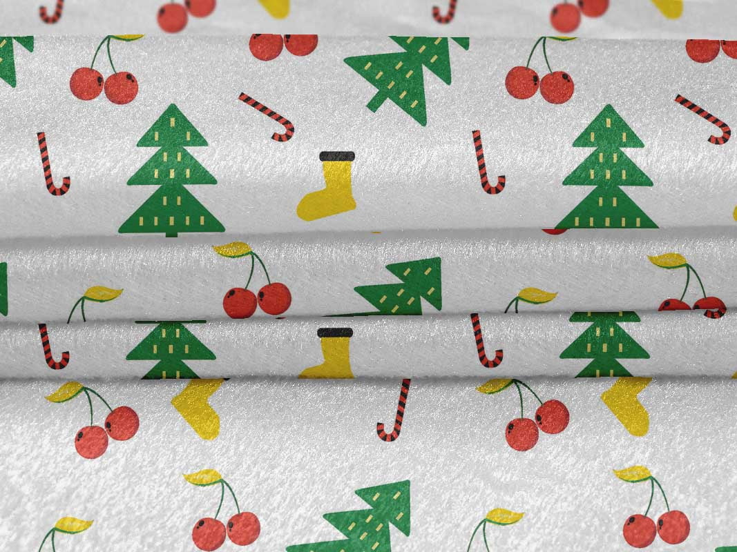 oneOone Velvet White Fabric Merry Christmas Fabric For Sewing Printed Craft Fabric By The Yard 58 Inch Wide