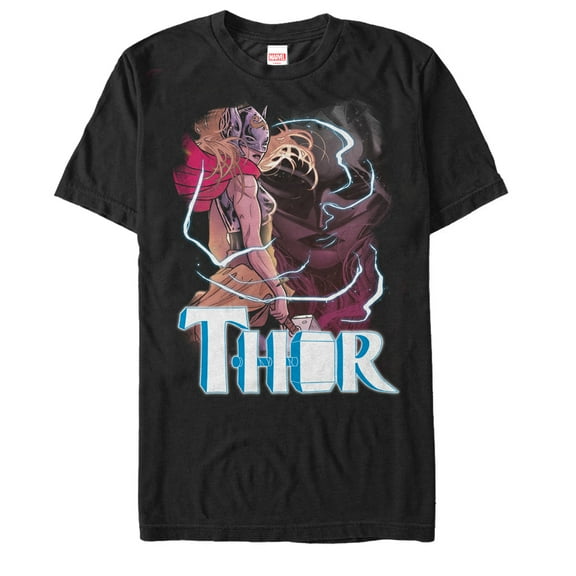 Men's Marvel Thor Lightning Graphic Tee Black X Large