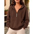 thumbnail image 4 of Women'S Hoodies Fall Fashion Outfits Workout Sweatshirts Y2k Winter Zip Up Jackets Oversized Tops Dark Brown M, 4 of 7