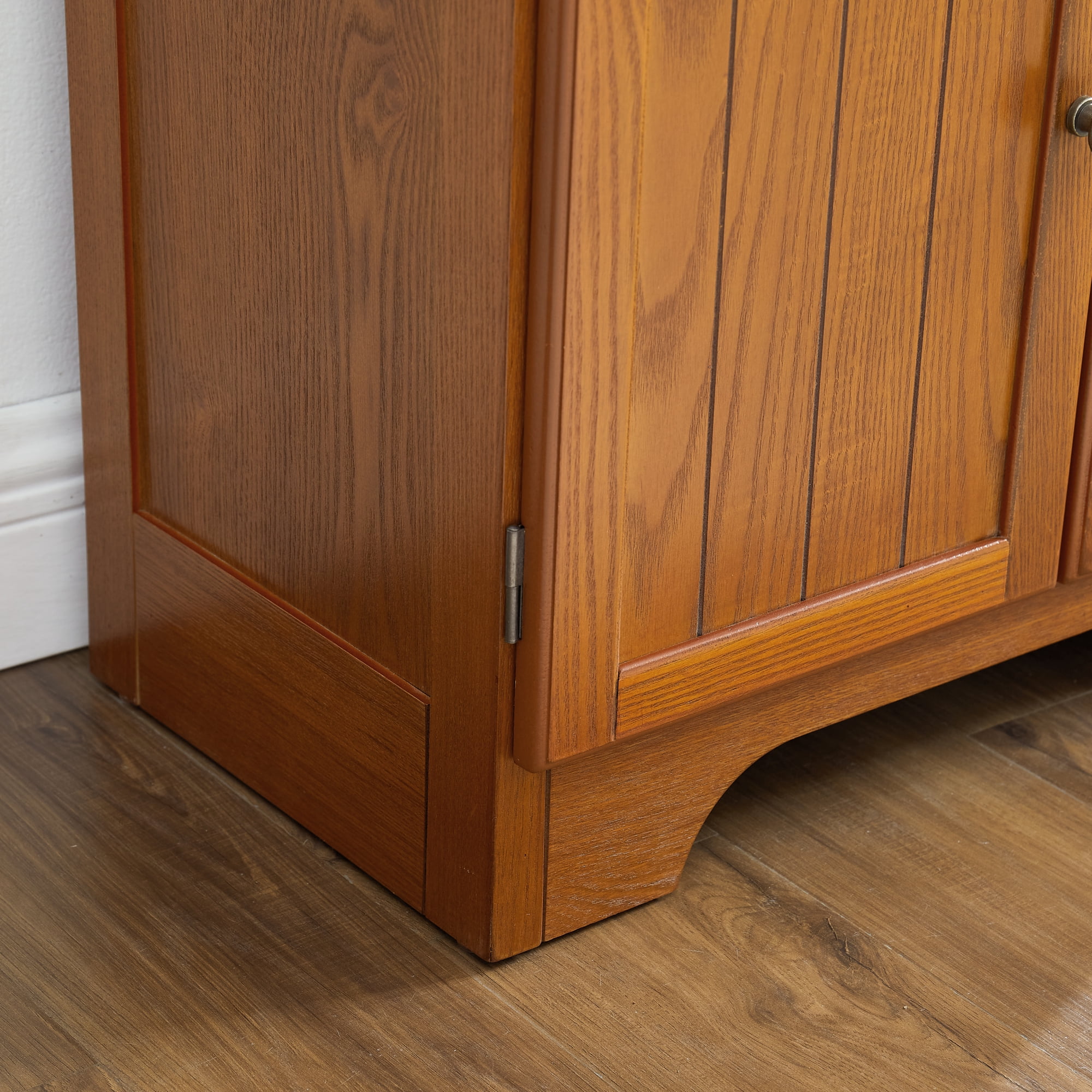 Leumius 72.4" Tall Storage Cabinet Tall Storage Cabinet with 8 Doors and 4 Shelves ,Bookshelf for Living Room, Kitchen, Dining Room, Office Oak