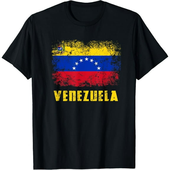 Venezuela Venezuelan 7 Star Flag T-ShirtMen and women can wear, black T-shirts, gifts. Age: M,L，XL 2XL, 3XL, 1238XL