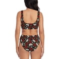 thumbnail image 3 of Daiia Red Rose Skull Women's Bikini Set Two Piece Swimsuit High Waisted Bikini Adjustable Straps Bikini Perfect for Beach, Pool, and Summer Vacation-XX-Large, 3 of 9
