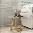 thumbnail image 4 of O&K FURNIYURE Modern Glass End Table, Round Side Table with Gold Metal Frame, 24'' Accent End Table for Couch and Living, Bedroom, Office, 4 of 7
