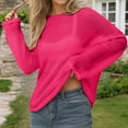 thumbnail image 2 of Blouses for Women Trendy Solid Long Sleeved Crew Neck Workout Tops Spring Summer Stretch Flowy Relaxed Fit Pullover T Shirts, 2 of 5