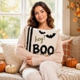 thumbnail image 6 of Halloween Throw Pillow Cover Ghost Bat Print Linen Cushion Case 18x18 Soft Breathable Hidden Zipper for Sofa Chair Holiday Decor by MPOISVA, 6 of 7