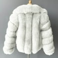 thumbnail image 4 of Qetyuw Winter Faux Fur Coat for Women Chunky Warm Long Sleeve Open Front Crop Coats Casual Lapel Jacket, 4 of 5