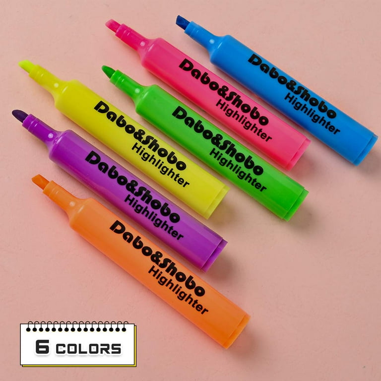 Dabo & Shobo Highlighters Set of 48 Colored Markers Chisel Tip NO-Smear  Non-tox