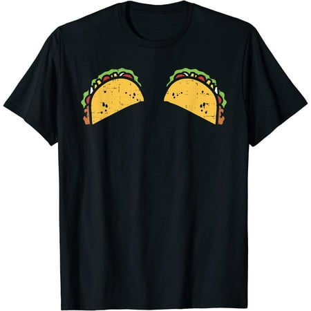 

Funny Cinco De Mayo Taco Boobs Bra Shirt Foodie Gift Women T-Shirt Shirt O-Neck Short Sleeved Top T-Shirt Black Medium