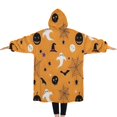 thumbnail image 2 of Oversized Wearable Blanket Hoodie,Halloween Ghosts Pumpkins and Spider Webs Sherpa Blanket Hoodie with Super Pockets,Super Warm Fuzzy Pullover for Women & Men, 2 of 6