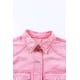 thumbnail image 3 of ABPHQTO Camisa vaquera de mujer rosa con lavado ácido y botones a presión, 3 of 5