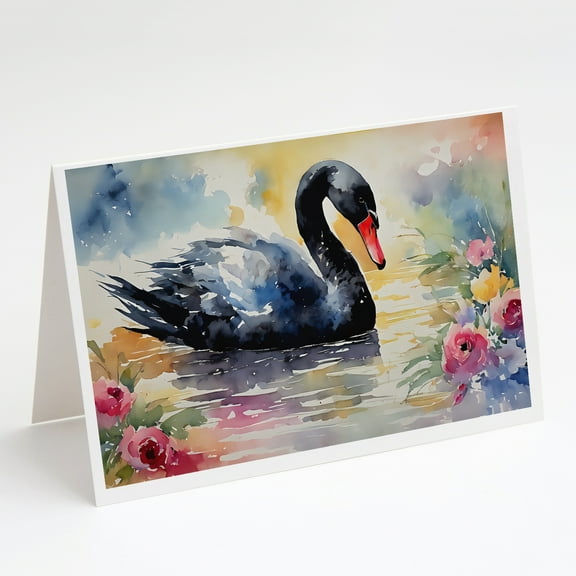 Black Swan Greeting Cards Pack of 8 7 in x 5 in