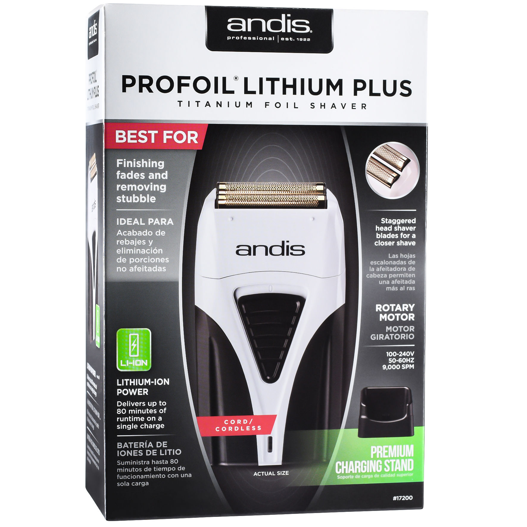Andis Cordless Profoil Lithium Plus Titanium Foil Shaver with BeauWis Blade Brush - image 2 of 6